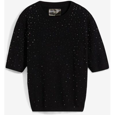 bonprix Halbarm Feinstrickpullover mit Glitzersteinchen - schwarz - Damen - Size: 40/42 (M) bonprix Halbarm Feinstrickpullover mit Glitzersteinchen - schwarz - Damen - Size: 40/42 (M)