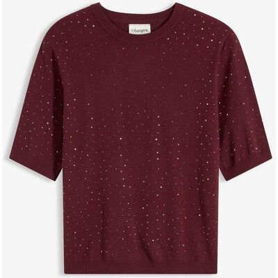 bonprix Halbarm Feinstrickpullover mit Glitzersteinchen - rot - Damen - Size: 40/42 (M) bonprix Halbarm Feinstrickpullover mit Glitzersteinchen - rot - Damen - Size: 40/42 (M)