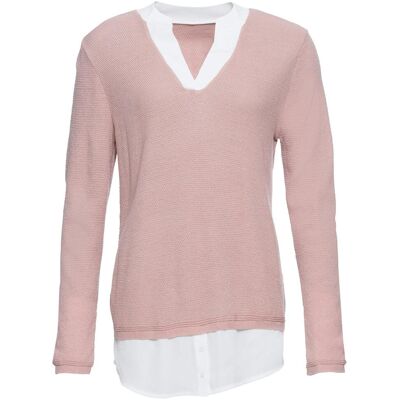 bonprix Feinstrickpullover mit Bluseneinsatz - rosa - Damen - Size: 32/34 (XS) bonprix Feinstrickpullover mit Bluseneinsatz - rosa - Damen - Size: 32/34 (XS)