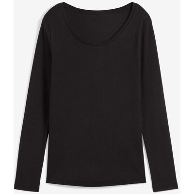 bonprix Langarmshirt aus reiner Bio-Baumwolle - schwarz - Damen - Size: 56/58 (3XL) bonprix Langarmshirt aus reiner Bio-Baumwolle - schwarz - Damen - Size: 56/58 (3XL)