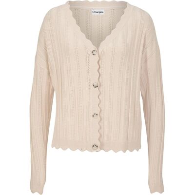 bonprix Kurze Ajour-Strickjacke - beige - Damen - Size: 48/50 (XL) bonprix Kurze Ajour-Strickjacke - beige - Damen - Size: 48/50 (XL)