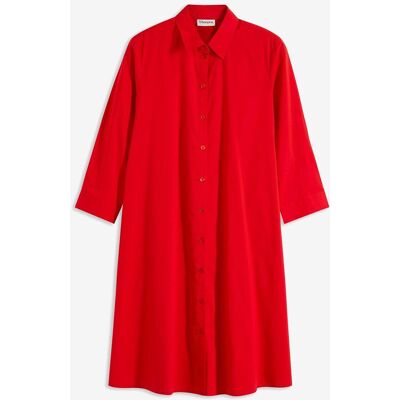 bonprix Hemdblusenkleid aus griffigem Popeline - rot - Damen - Size: 50 bonprix Hemdblusenkleid aus griffigem Popeline - rot - Damen - Size: 50