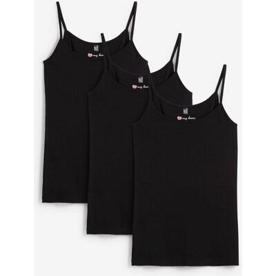 bonprix Spaghettiträger-Top (3er-Pack) - schwarz - Damen - Size: 52/54 (XXL) bonprix Spaghettiträger-Top (3er-Pack) - schwarz - Damen - Size: 52/54 (XXL)