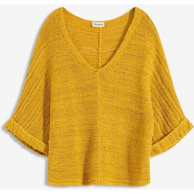 bonprix Grobstrick-Pullover in Bändchengarn - gelb - Damen - Size: 52/54 (XXL) bonprix Grobstrick-Pullover in Bändchengarn - gelb - Damen - Size: 52/54 (XXL)