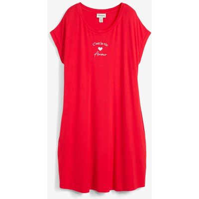 bonprix Jersey-Kleid mit Stickerei aus Viskose-Elasthan-Mix - rot - Damen - Size: 40/42 (M) bonprix Jersey-Kleid mit Stickerei aus Viskose-Elasthan-Mix - rot - Damen - Size: 40/42 (M)