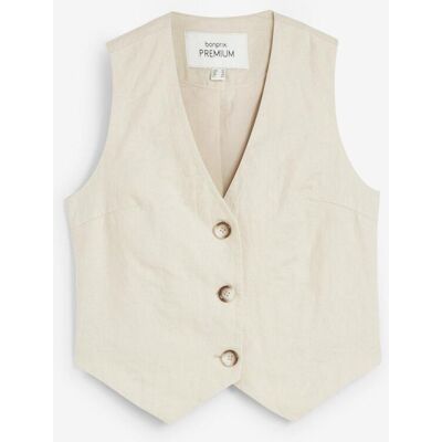 bonprix Weste aus reinem Leinen - beige - Damen - Size: 48 bonprix Weste aus reinem Leinen - beige - Damen - Size: 48