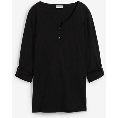 bonprix Shirt mit Knopfleiste aus reiner Bio-Baumwolle - schwarz - Damen - Size: 52/54 (XXL) bonprix Shirt mit Knopfleiste aus reiner Bio-Baumwolle - schwarz - Damen - Size: 52/54 (XXL)