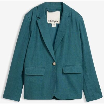 bonprix Blazer aus reinem Leinen - petrol - Damen - Size: 36 bonprix Blazer aus reinem Leinen - petrol - Damen - Size: 36