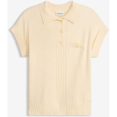 bonprix Polo-Pullover mit Baumwolle - gelb - Damen - Size: 52/54 (XXL) bonprix Polo-Pullover mit Baumwolle - gelb - Damen - Size: 52/54 (XXL)