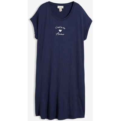 bonprix Jersey-Kleid mit Stickerei aus Viskose-Elasthan-Mix - blau - Damen - Size: 44/46 (L) bonprix Jersey-Kleid mit Stickerei aus Viskose-Elasthan-Mix - blau - Damen - Size: 44/46 (L)