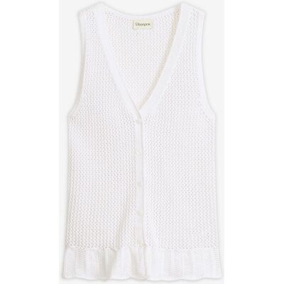 bonprix Strick-Weste aus Baumwolle - weiß - Damen - Size: 52/54 (XXL) bonprix Strick-Weste aus Baumwolle - weiß - Damen - Size: 52/54 (XXL)