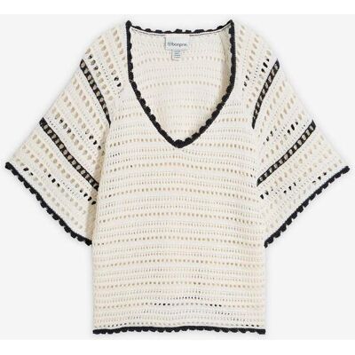 bonprix Ajour-Pullover mit Leinenanteil - weiß - Damen - Size: 40/42 (M) bonprix Ajour-Pullover mit Leinenanteil - weiß - Damen - Size: 40/42 (M)