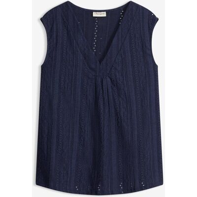 bonprix Top mit Lochstickerei - blau - Damen - Size: 52/54 (XXL) bonprix Top mit Lochstickerei - blau - Damen - Size: 52/54 (XXL)