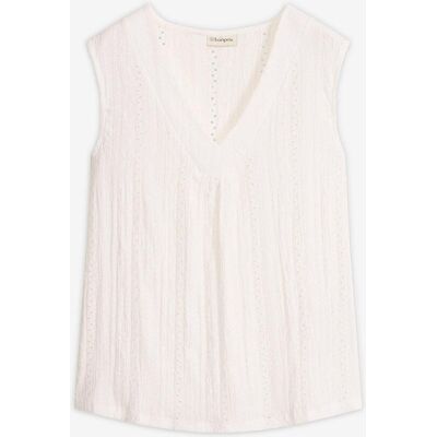 bonprix Top mit Lochstickerei - weiß - Damen - Size: 44/46 (L) bonprix Top mit Lochstickerei - weiß - Damen - Size: 44/46 (L)