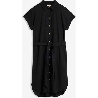 bonprix Hemdblusenkleid mit Leinenanteil und Bindegürtel - schwarz - Damen - Size: 54 bonprix Hemdblusenkleid mit Leinenanteil und Bindegürtel - schwarz - Damen - Size: 54