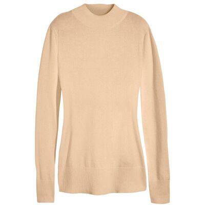 bonprix Basic Pullover mit Stehkragen mit recycelter Baumwolle - beige - Damen - Size: 36/38 (S) bonprix Basic Pullover mit Stehkragen mit recycelter Baumwolle - beige - Damen - Size: 36/38 (S)