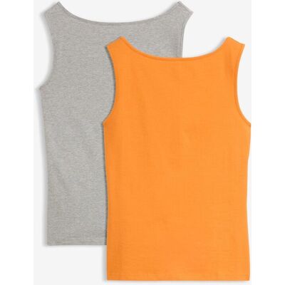 bonprix Tanktop mit U-Boot-Ausschnitt (2er Pack) - grau - Damen - Size: 52/54 (XXL) bonprix Tanktop mit U-Boot-Ausschnitt (2er Pack) - grau - Damen - Size: 52/54 (XXL)