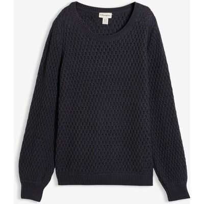 bonprix Pullover mit Strukturstrick aus Baumwollmix - blau - Damen - Size: 40/42 (M) bonprix Pullover mit Strukturstrick aus Baumwollmix - blau - Damen - Size: 40/42 (M)