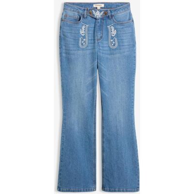 bonprix Trachten Bootcut-Jeans Mid Waist mit Stickerei - blau - Damen - Size: 54 bonprix Trachten Bootcut-Jeans Mid Waist mit Stickerei - blau - Damen - Size: 54