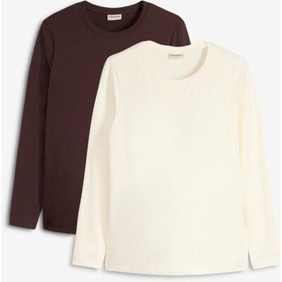 bonprix Umstands- und Stillshirts aus Bio-Baumwolle (2er Pack) - braun - Damen - Size: 44/46 (L) bonprix Umstands- und Stillshirts aus Bio-Baumwolle (2er Pack) - braun - Damen - Size: 44/46 (L)