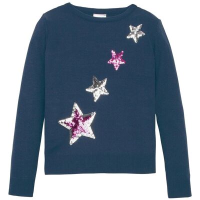 bonprix Feinstrickpullover mit Pailletten - blau - Mädchen - Size: 128/134 bonprix Feinstrickpullover mit Pailletten - blau - Mädchen - Size: 128/134