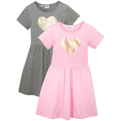 bonprix Jerseykleid aus reiner Bio-Baumwolle (2er Pack) - rosa - Mädchen - Size: 128/134 bonprix Jerseykleid aus reiner Bio-Baumwolle (2er Pack) - rosa - Mädchen - Size: 128/134