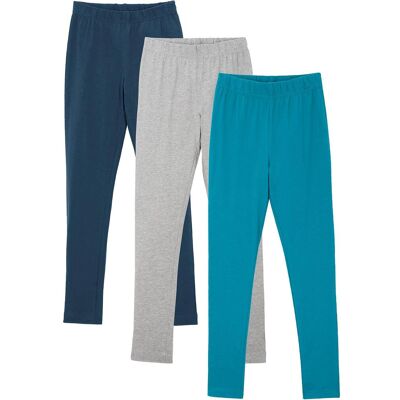 bonprix Leggings aus elastsichem Baumwoll-Mix (3er Pack) - blau - Mädchen - Size: 152/158 bonprix Leggings aus elastsichem Baumwoll-Mix (3er Pack) - blau - Mädchen - Size: 152/158