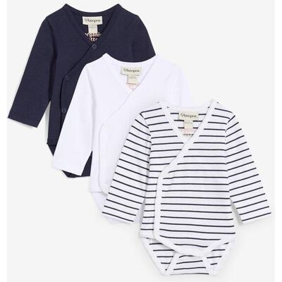 bonprix Wickelbodys aus reiner Bio-Baumwolle (3er Pack) - blau - Jungen - Size: 68/74 bonprix Wickelbodys aus reiner Bio-Baumwolle (3er Pack) - blau - Jungen - Size: 68/74