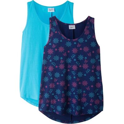 bonprix Top aus elastischem Bio-Baumwoll-Mix (2er Pack) - blau - Mädchen - Size: 164/170 bonprix Top aus elastischem Bio-Baumwoll-Mix (2er Pack) - blau - Mädchen - Size: 164/170