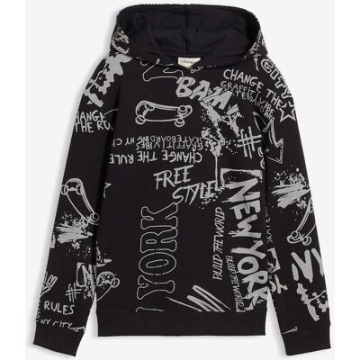 bonprix Hoodie aus weichem Baumwoll-Mix - schwarz - Jungen - Size: 164/170 bonprix Hoodie aus weichem Baumwoll-Mix - schwarz - Jungen - Size: 164/170