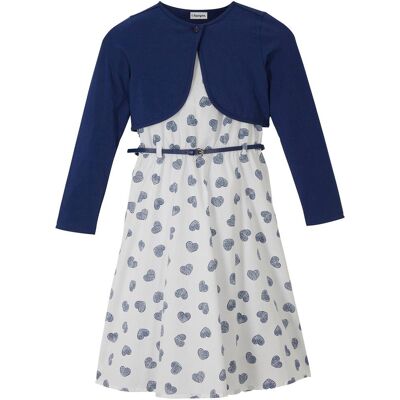 bonprix Kleid + Bolero + Gürtel (3-tlg.Set) - blau - Mädchen - Size: 104 bonprix Kleid + Bolero + Gürtel (3-tlg.Set) - blau - Mädchen - Size: 104
