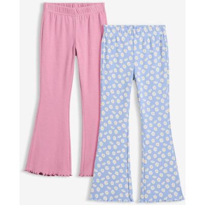 bonprix Gerippte ausgestellte Leggings (2er Pack) - rosa - Mädchen - Size: 128 bonprix Gerippte ausgestellte Leggings (2er Pack) - rosa - Mädchen - Size: 128