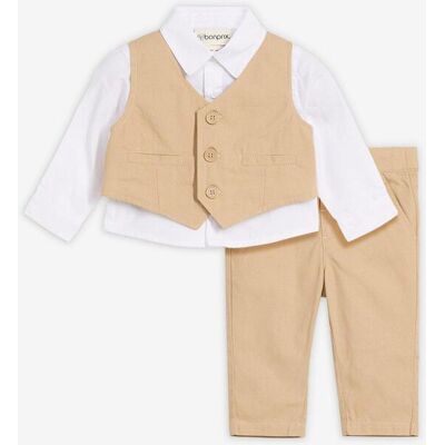 bonprix Festliches 3-teiliges Set aus reiner Baumwolle (3-tlg. Set) - beige - Jungen - Size: 86 bonprix Festliches 3-teiliges Set aus reiner Baumwolle (3-tlg. Set) - beige - Jungen - Size: 86