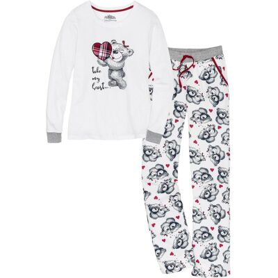 bonprix Pyjama mit Flanellapplikation - weiß - Damen - Size: 48/50 (XL) bonprix Pyjama mit Flanellapplikation - weiß - Damen - Size: 48/50 (XL)