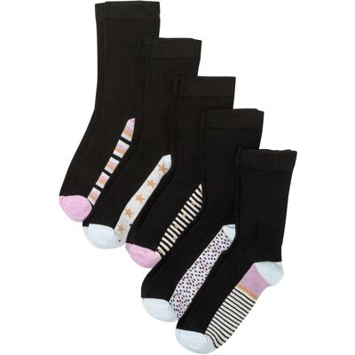 bonprix Socken mit druckfreiem Bündchen mit Bio-Baumwolle (5er Pack) - schwarz - Damen - Size: 35-38 bonprix Socken mit druckfreiem Bündchen mit Bio-Baumwolle (5er Pack) - schwarz - Damen - Size: 35-38