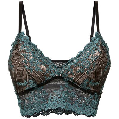 bonprix Bustier aus zweifarbiger Spitze - petrol - Damen - Size: 42 bonprix Bustier aus zweifarbiger Spitze - petrol - Damen - Size: 42