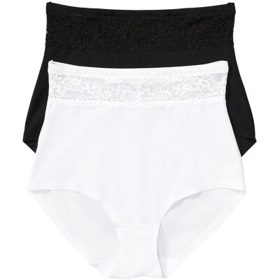 bonprix Light Shape Panty mit Spitze (2er Pack) - schwarz - Damen - Size: 36 bonprix Light Shape Panty mit Spitze (2er Pack) - schwarz - Damen - Size: 36