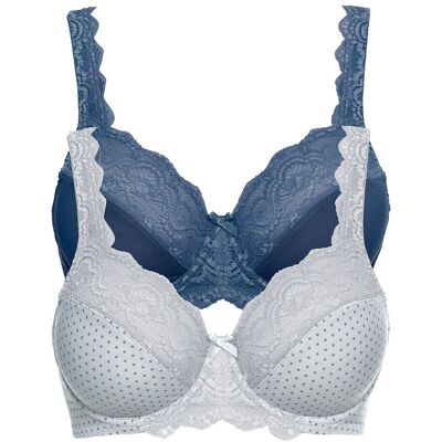 bonprix Bügel-BH mit zarter Spitze (2er Pack) - grau - Damen - Size: 75 bonprix Bügel-BH mit zarter Spitze (2er Pack) - grau - Damen - Size: 75