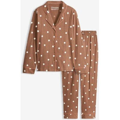 bonprix Pyjama aus weicher Baumwolle - braun - Damen - Size: 56/58 (3XL) bonprix Pyjama aus weicher Baumwolle - braun - Damen - Size: 56/58 (3XL)