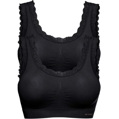 bonprix Feel Comfort Seamless Bustier (2er Pack) - schwarz - Damen - Size: L bonprix Feel Comfort Seamless Bustier (2er Pack) - schwarz - Damen - Size: L