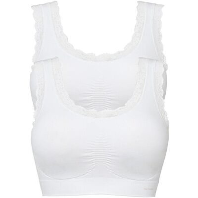 bonprix Feel Comfort Seamless Bustier (2er Pack) - weiß - Damen - Size: L bonprix Feel Comfort Seamless Bustier (2er Pack) - weiß - Damen - Size: L