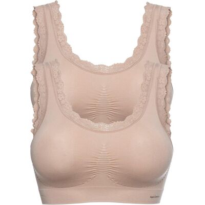 bonprix Feel Comfort Seamless Bustier (2er Pack) - beige - Damen - Size: XL bonprix Feel Comfort Seamless Bustier (2er Pack) - beige - Damen - Size: XL