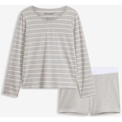 bonprix Pyjama mit kurzer Radler - grau - Damen - Size: 48/50 (XL) bonprix Pyjama mit kurzer Radler - grau - Damen - Size: 48/50 (XL)