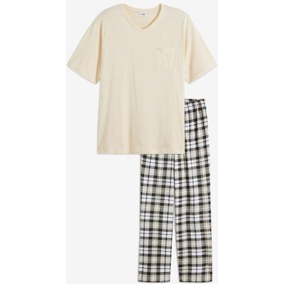 bonprix Pyjama aus Bio-Baumwolle mit kurzen Ärmeln - beige - Herren - Size: 60/62 (XXL) bonprix Pyjama aus Bio-Baumwolle mit kurzen Ärmeln - beige - Herren - Size: 60/62 (XXL)