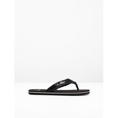 bonprix Zehenstegpantoletten mit Pailletten - schwarz - Damen - Size: 43 bonprix Zehenstegpantoletten mit Pailletten - schwarz - Damen - Size: 43