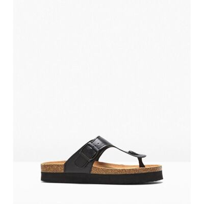 bonprix Zehenstegpantoletten mit dekorativer Schnalle - schwarz - Damen - Size: 39 bonprix Zehenstegpantoletten mit dekorativer Schnalle - schwarz - Damen - Size: 39
