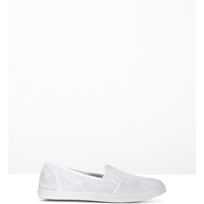 bonprix Slipper mit Lochstickerei - weiß - Damen - Size: 39 bonprix Slipper mit Lochstickerei - weiß - Damen - Size: 39