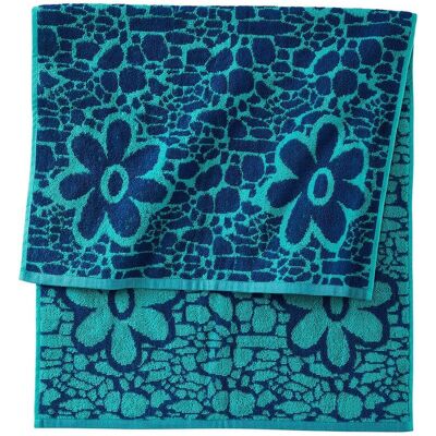 bonprix Baumwoll-Handtuch mit Jacquard-Blumen Design - blau - Size: 1 (4er Pack Gästehandtuch 30/50 cm) bonprix Baumwoll-Handtuch mit Jacquard-Blumen Design - blau - Size: 1 (4er Pack Gästehandtuch 30/50 cm)