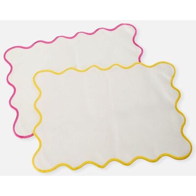 bonprix Tischsets mit welliger Umrandung (2er Pack) - weiß - Size: 0 bonprix Tischsets mit welliger Umrandung (2er Pack) - weiß - Size: 0