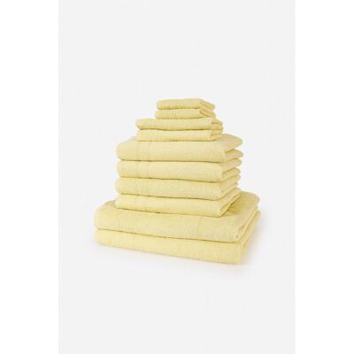bonprix Baumwoll-Handtuch Set (10-tlg. Set) - gelb - Size: 0 (10-tlg. Set Waschlappen: 30/30 cm, Gästehandtuch 30/50 cm: 30/50 cm, Handtuch 50/100 cm: 50/100 cm, Duschtuch 70/140 cm: 70/140 cm) bonprix Baumwoll-Handtuch Set (10-tlg. Set) - gelb - Size: 0 (10-tlg. Set Waschlappen: 30/30 cm, Gästehandtuch 30/50 cm: 30/50 cm, Handtuch 50/100 cm: 50/100 cm, Duschtuch 70/140 cm: 70/140 cm)